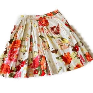 Boston Proper Pleated Full Floral Skirt with Pockets